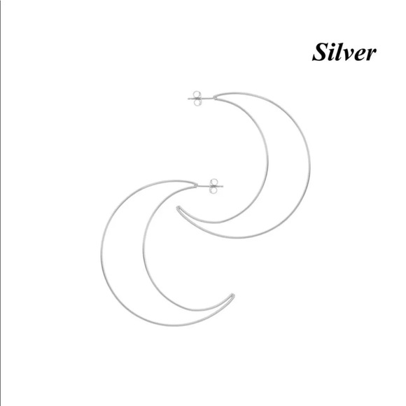 ✨Silver Cresent Moon Hollow Earrings✨ - Picture 2 of 6